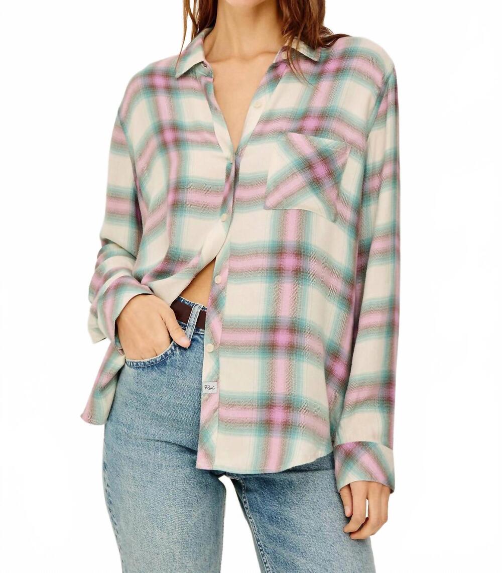 NEW RAILS hunter long sleeve plaid shirt in periwinkle blue